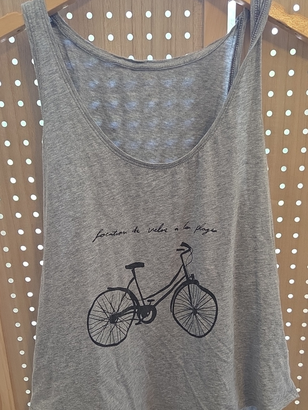 Women's Grey Graphic Tank Top with Bicycle Print